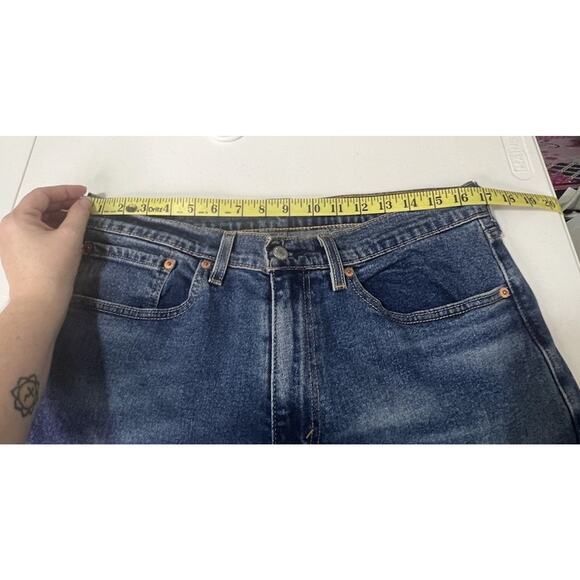 Levis 505 Jeans Mens 34x29 Distressed Blue Denim Regular Fit Stretch Zip Fly - Picture 5 of 11